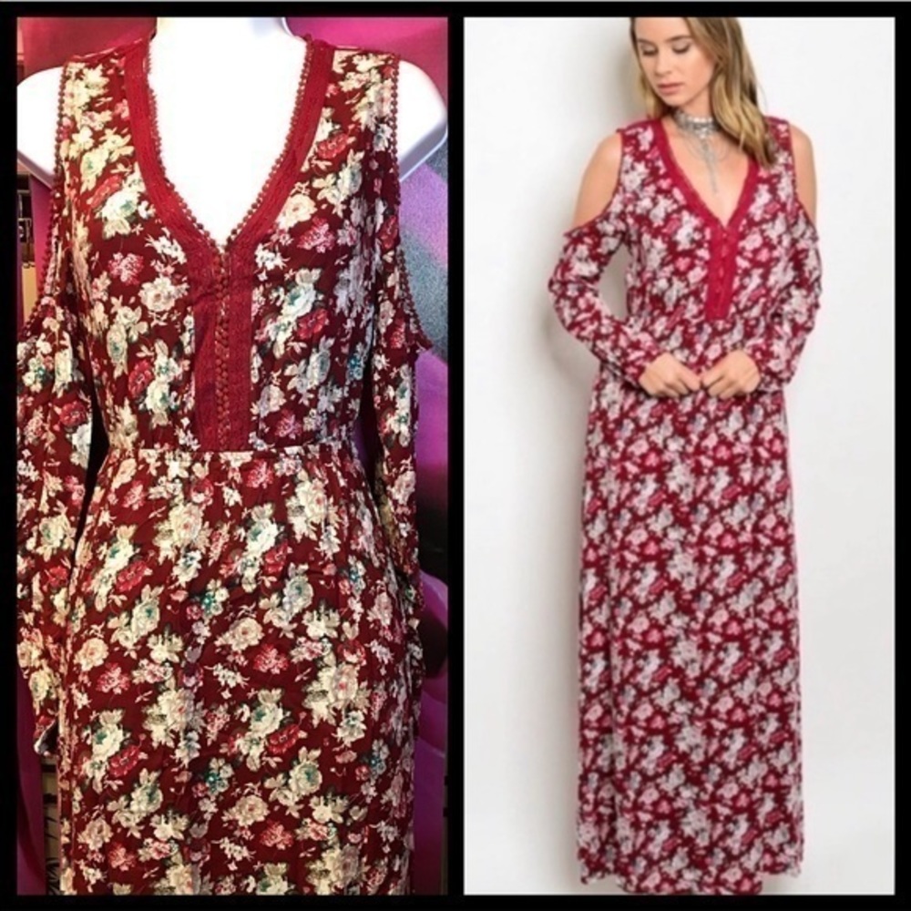 ❣️ Sale was $65 down sizing ❣️ floral long sleeve cold shoulder maxi